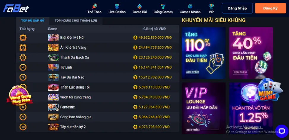 Game bắn cá tại sảnh bài